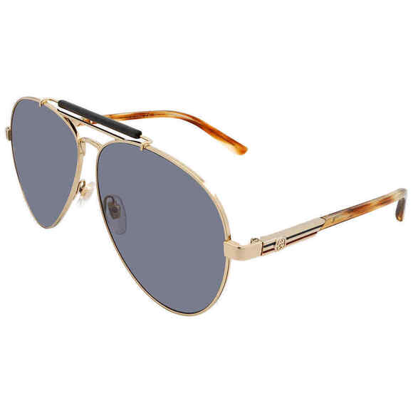 NWT Gucci GG1287S-004 Gold Havana Aviator 61mm Sunglasses